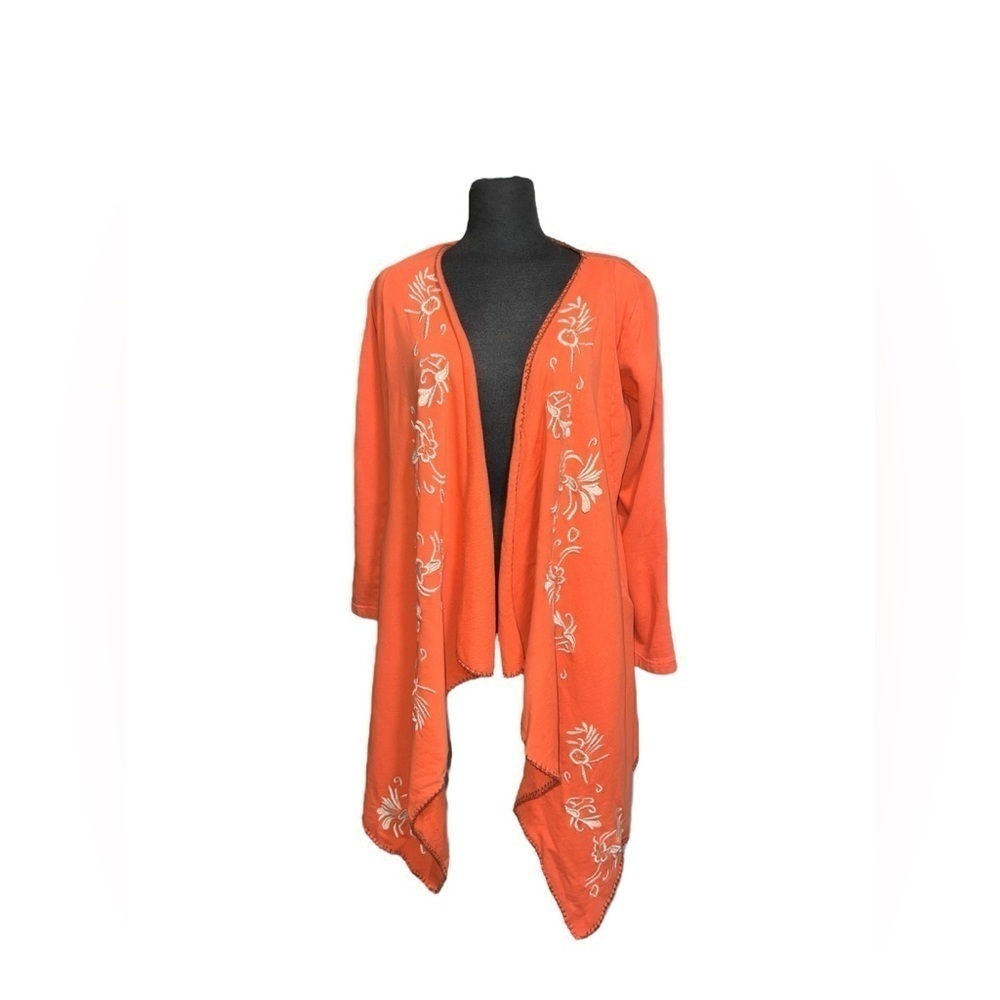 XCVI Draped Embroidered Coral  XS cardigan